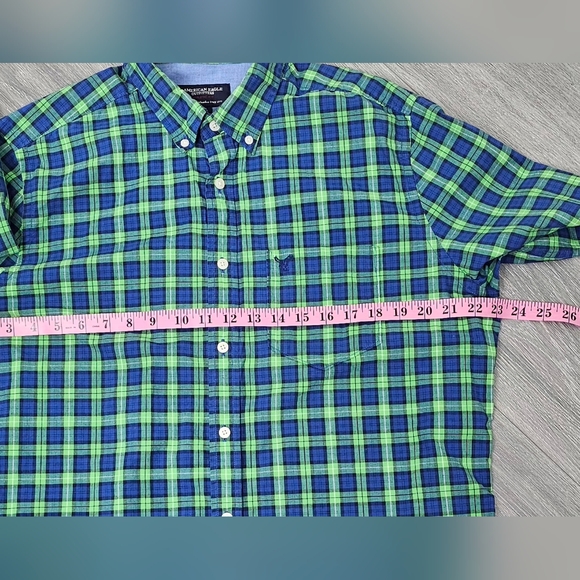 American Eagle Men’s Athletic Fit Plaid Button-Down Shirt – Size Large - Picture 8 of 10